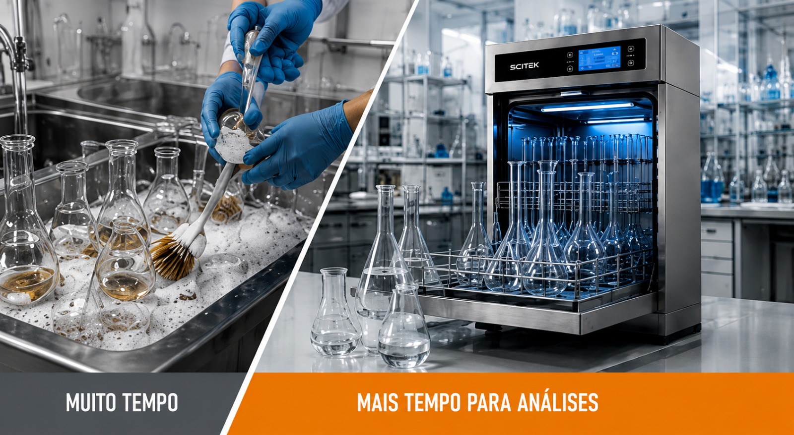 Lavagem manual x lavagem automatizada - mais tempo para análises